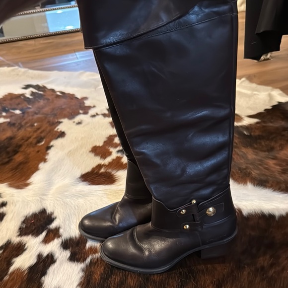 Brown Leather Boots with Gold Accents - Picture 1 of 4